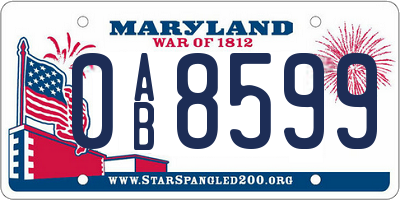MD license plate 0AB8599