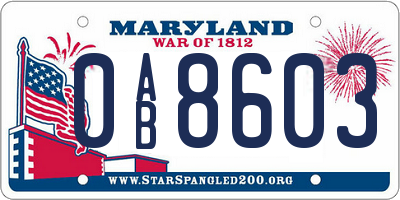 MD license plate 0AB8603