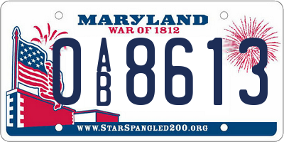 MD license plate 0AB8613