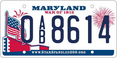 MD license plate 0AB8614