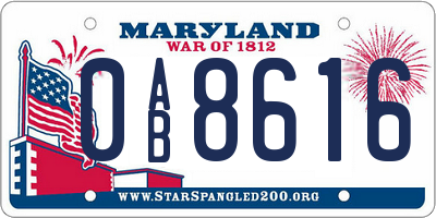 MD license plate 0AB8616
