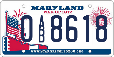 MD license plate 0AB8618