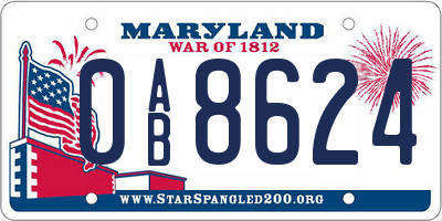 MD license plate 0AB8624