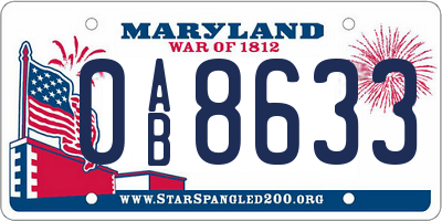 MD license plate 0AB8633