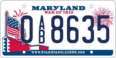 MD license plate 0AB8635