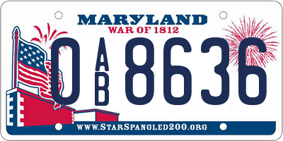 MD license plate 0AB8636