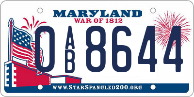 MD license plate 0AB8644