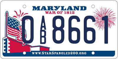 MD license plate 0AB8661
