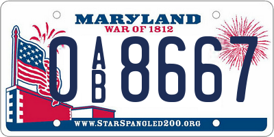 MD license plate 0AB8667