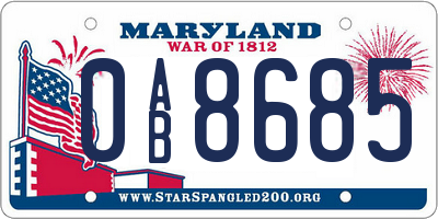MD license plate 0AB8685