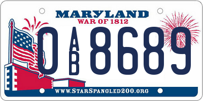 MD license plate 0AB8689