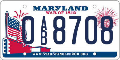 MD license plate 0AB8708