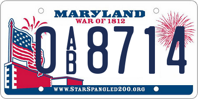MD license plate 0AB8714