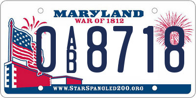 MD license plate 0AB8718