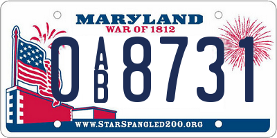 MD license plate 0AB8731