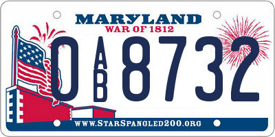 MD license plate 0AB8732