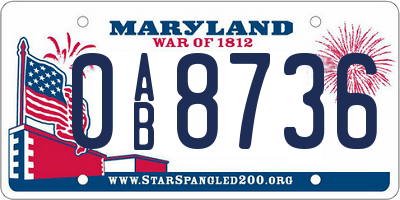 MD license plate 0AB8736