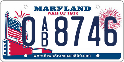 MD license plate 0AB8746