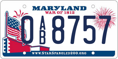 MD license plate 0AB8757