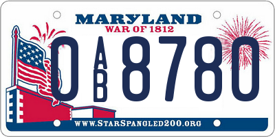 MD license plate 0AB8780