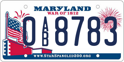 MD license plate 0AB8783