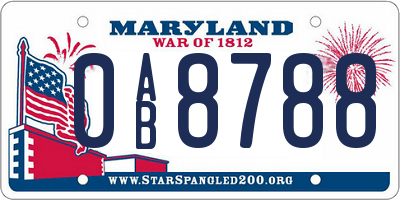 MD license plate 0AB8788