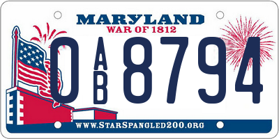 MD license plate 0AB8794