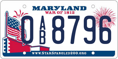 MD license plate 0AB8796