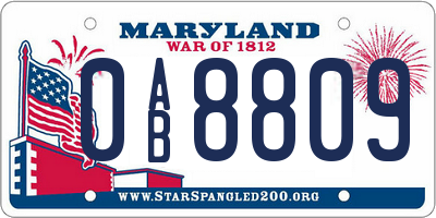 MD license plate 0AB8809