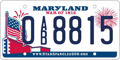 MD license plate 0AB8815