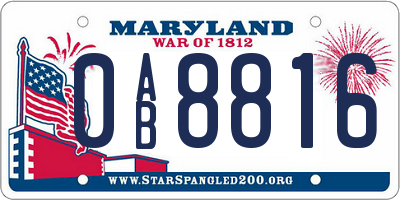 MD license plate 0AB8816