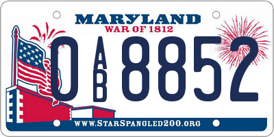MD license plate 0AB8852