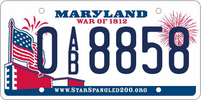 MD license plate 0AB8858