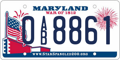 MD license plate 0AB8861