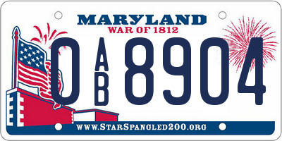 MD license plate 0AB8904