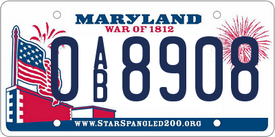 MD license plate 0AB8908