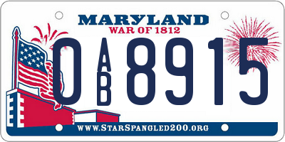 MD license plate 0AB8915