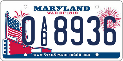 MD license plate 0AB8936