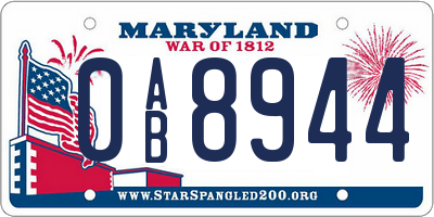 MD license plate 0AB8944