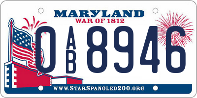 MD license plate 0AB8946