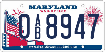MD license plate 0AB8947