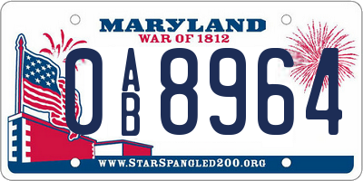 MD license plate 0AB8964