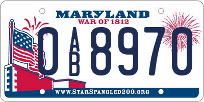 MD license plate 0AB8970