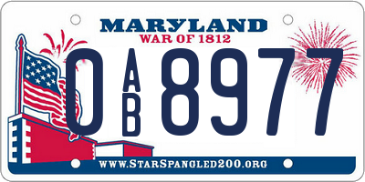 MD license plate 0AB8977