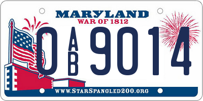 MD license plate 0AB9014