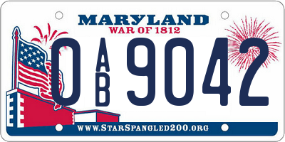 MD license plate 0AB9042