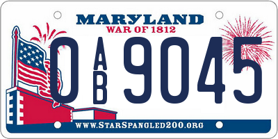 MD license plate 0AB9045