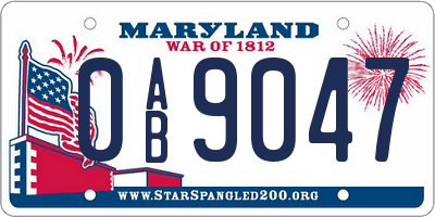 MD license plate 0AB9047