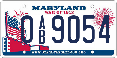MD license plate 0AB9054