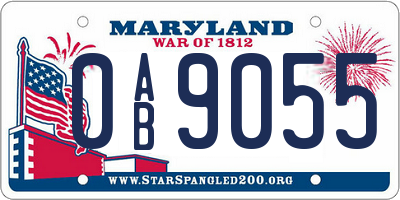 MD license plate 0AB9055